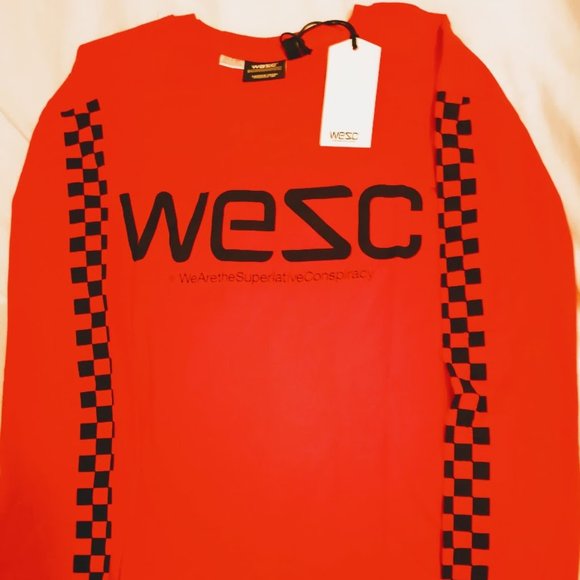 WESC / Long Sleeve Shirt / Red / Size Large - Picture 1 of 3